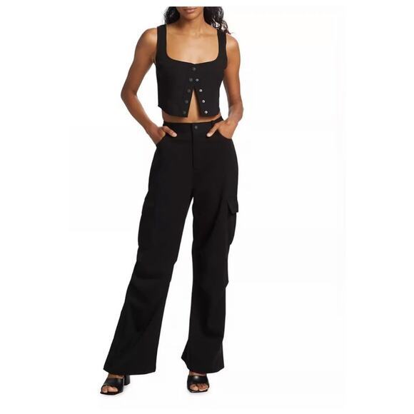 Wayf Pants - WAYF Muse Black Matching Set 2 Piece XS Wide Leg Cargo Pant New Western Boho